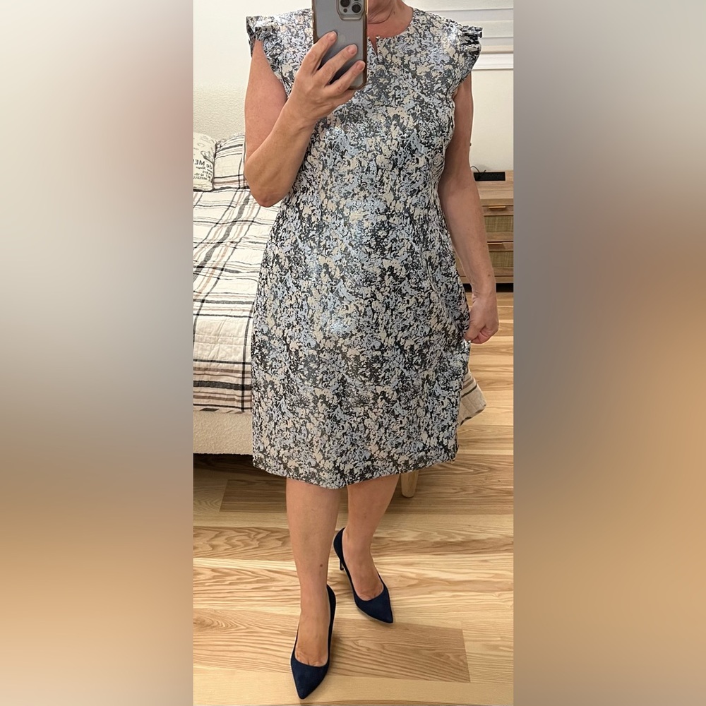 Elie Tahari Silver and Black Textured Dress brand new retail $499
